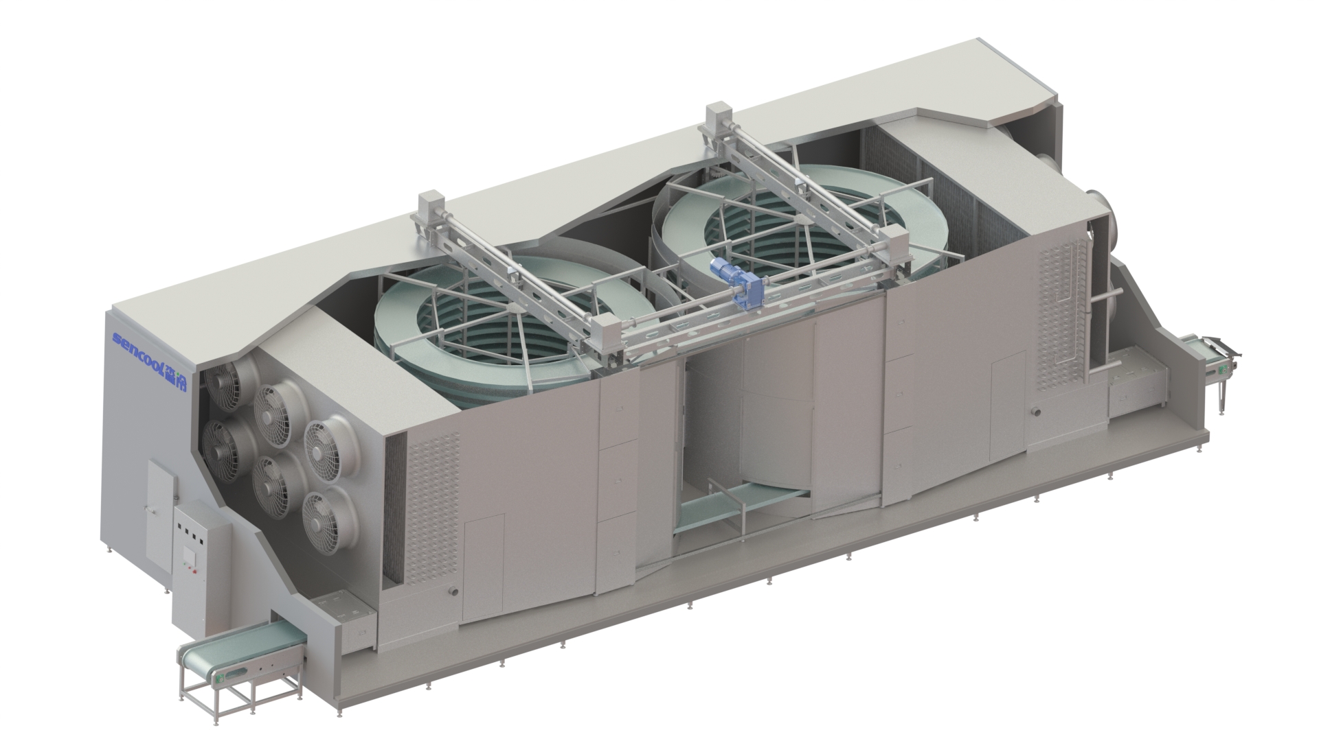 滑軌側(cè)驅(qū)雙螺旋速凍機(jī)